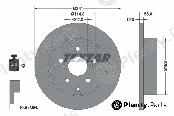 Textar 92162103 — Brake Disc PRO