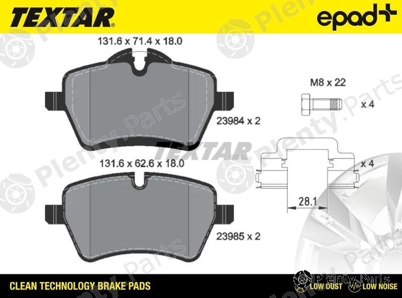 Textar 2398404CP — Brake Pad Set, disc brake epad+