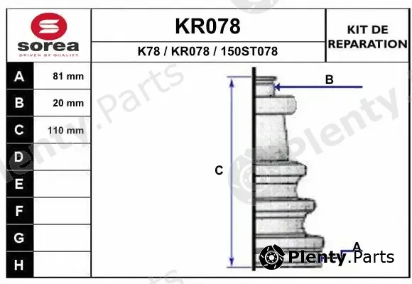 EAI KR078 — Bellow Kit, drive shaft