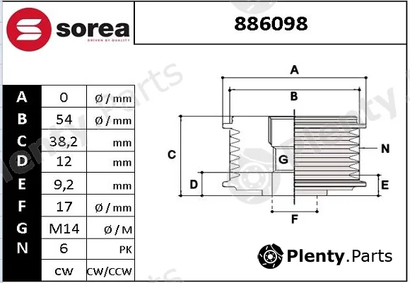 EAI 886098 — Alternator Freewheel Clutch
