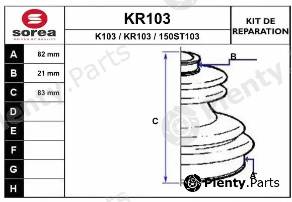 EAI KR103 — Bellow Kit, drive shaft