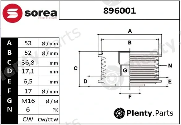 EAI 896001 — Alternator Freewheel Clutch