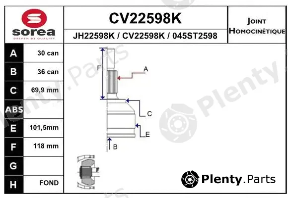 EAI CV22598K — Joint Kit, drive shaft
