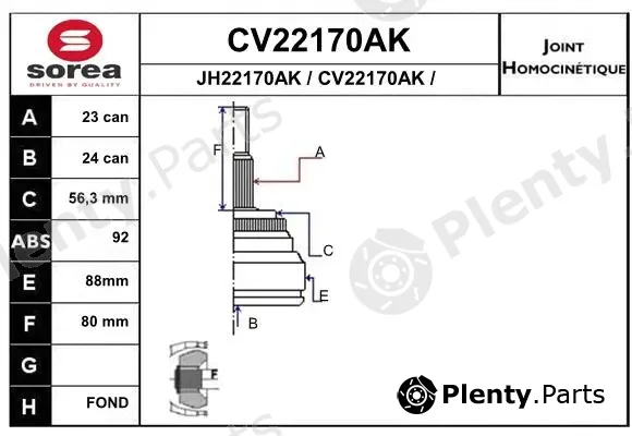 EAI CV22170AK — Joint Kit, drive shaft