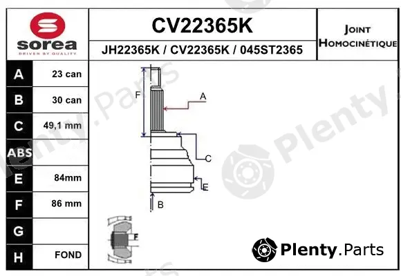 EAI CV22365K — Joint Kit, drive shaft