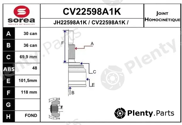 EAI CV22598A1K — Joint Kit, drive shaft