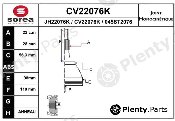 EAI CV22076K — Joint Kit, drive shaft