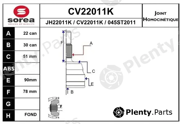 EAI CV22011K — Joint Kit, drive shaft