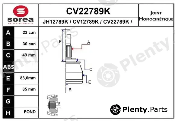 EAI CV22789K — Joint Kit, drive shaft