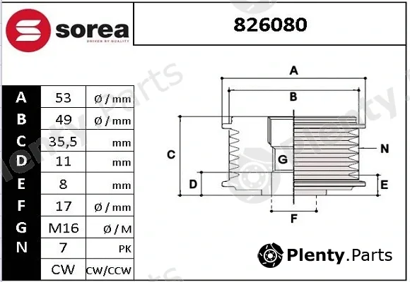 EAI 826080 — Alternator Freewheel Clutch