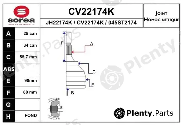 EAI CV22174K — Joint Kit, drive shaft