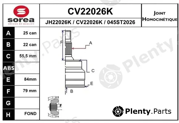 EAI CV22026K — Joint Kit, drive shaft