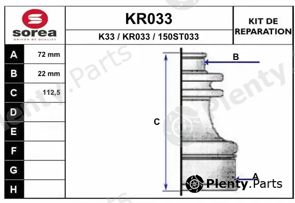 EAI KR033 — Bellow Kit, drive shaft