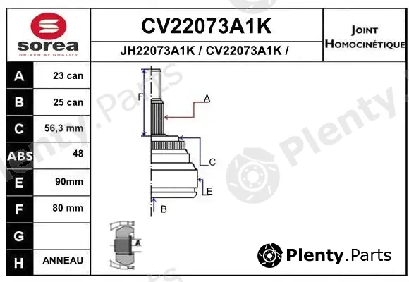 EAI CV22073A1K — Joint Kit, drive shaft