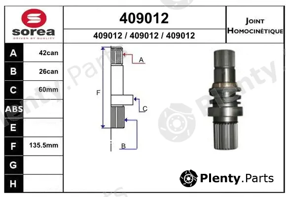 EAI 409012 — Joint Kit, drive shaft