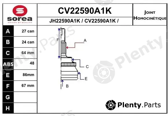 EAI CV22590A1K — Joint Kit, drive shaft