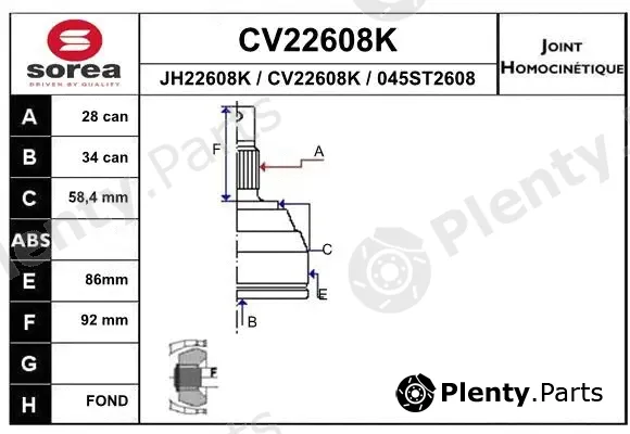 EAI CV22608K — Joint Kit, drive shaft