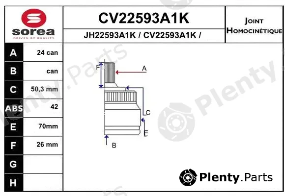 EAI CV22593A1K — Joint Kit, drive shaft