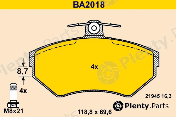 Barum BA2018 — Brake Pad Set, disc brake