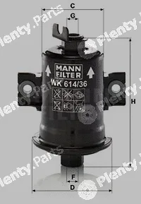 MANN-FILTER WK614/36x — Fuel Filter
