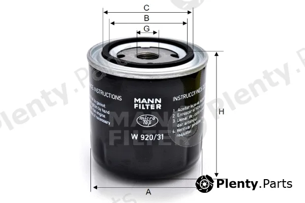 MANN-FILTER W920/31 — Oil Filter
