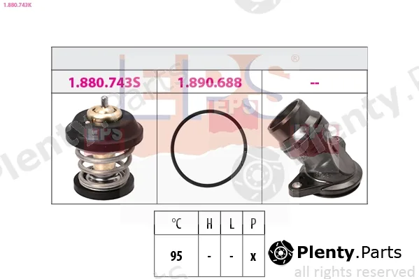 EPS 1.880.743K — Thermostat, coolant Made in Italy - OE Equivalent