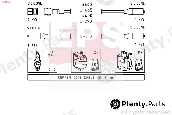 EPS 1.501.667 — Ignition Cable Kit Made in Italy - OE Equivalent