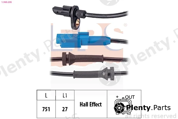 EPS 1.960.205 — Sensor, wheel speed Made in Italy - OE Equivalent