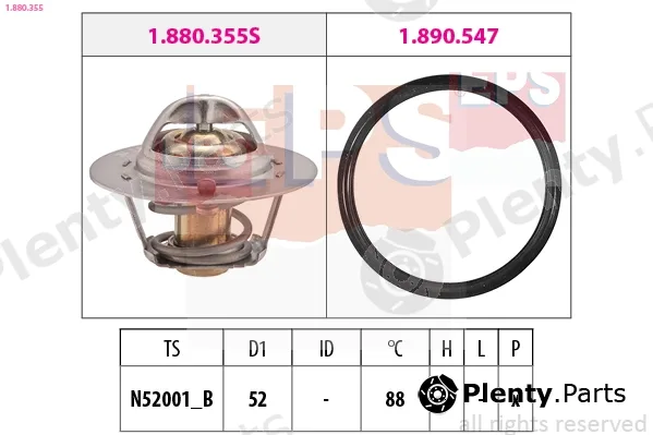 EPS 1.880.355 — Thermostat, coolant Made in Italy - OE Equivalent