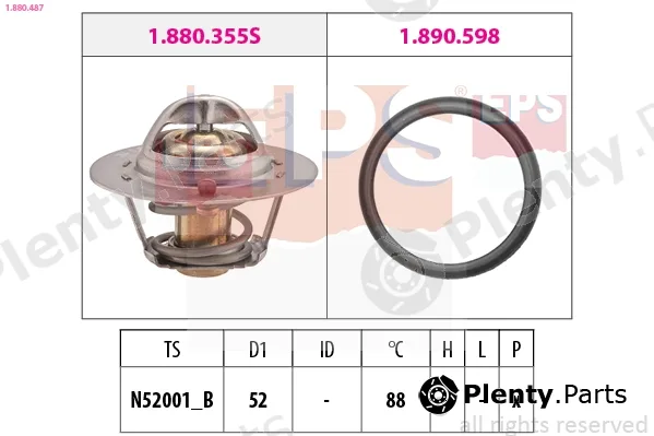 EPS 1.880.487 — Thermostat, coolant Made in Italy - OE Equivalent