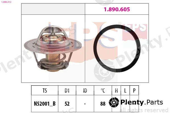 EPS 1.880.312 — Thermostat, coolant Made in Italy - OE Equivalent