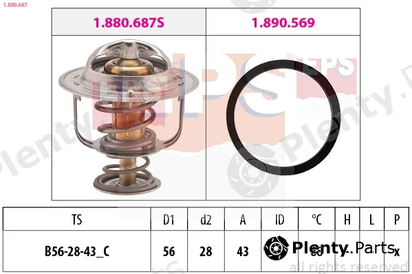 EPS 1.880.687 — Thermostat, coolant Made in Italy - OE Equivalent