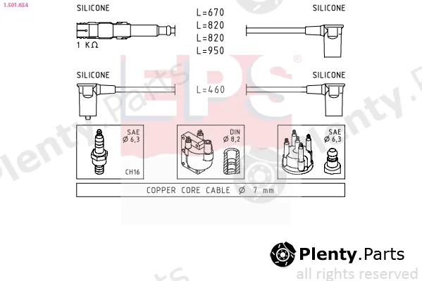 EPS 1.501.654 — Ignition Cable Kit Made in Italy - OE Equivalent