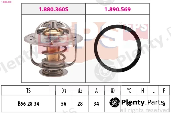 EPS 1.880.360 — Thermostat, coolant Made in Italy - OE Equivalent