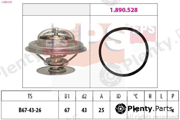 EPS 1.880.333 — Thermostat, coolant Made in Italy - OE Equivalent