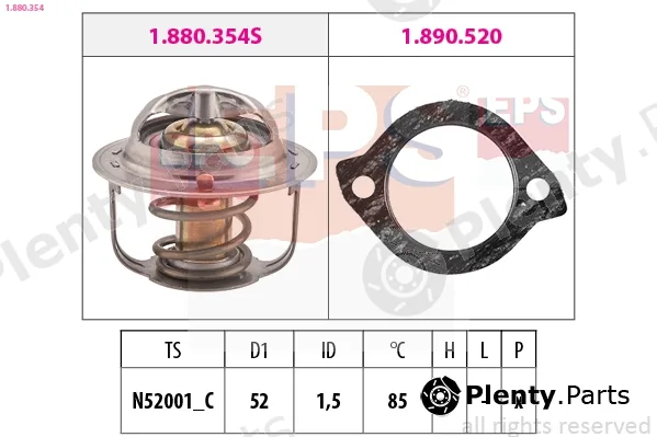 EPS 1.880.354 — Thermostat, coolant Made in Italy - OE Equivalent