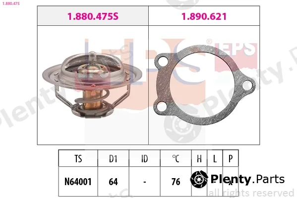 EPS 1.880.475 — Thermostat, coolant Made in Italy - OE Equivalent