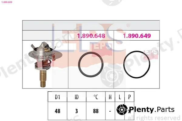 EPS 1.880.609 — Thermostat, coolant Made in Italy - OE Equivalent