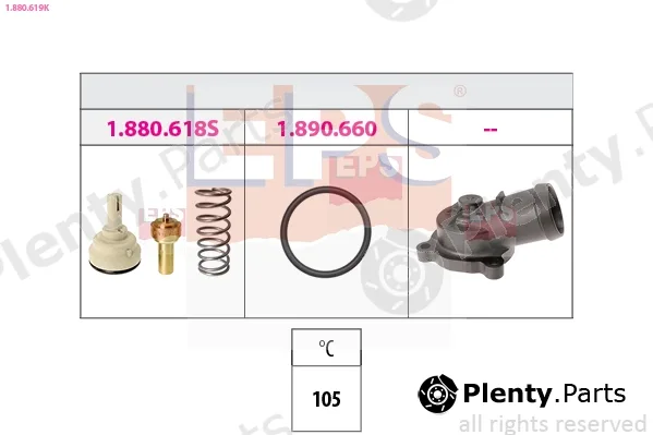 EPS 1.880.619K — Thermostat, coolant Made in Italy - OE Equivalent