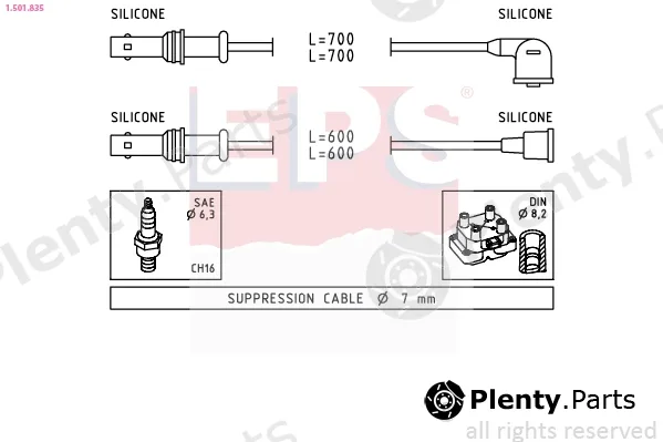 EPS 1.501.835 — Ignition Cable Kit Made in Italy - OE Equivalent