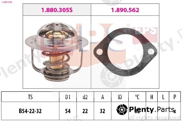 EPS 1.880.306 — Thermostat, coolant Made in Italy - OE Equivalent