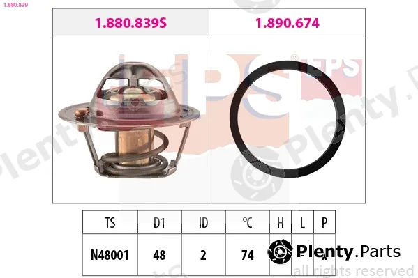 EPS 1.880.839 — Thermostat, coolant Made in Italy - OE Equivalent