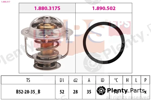 EPS 1.880.317 — Thermostat, coolant Made in Italy - OE Equivalent