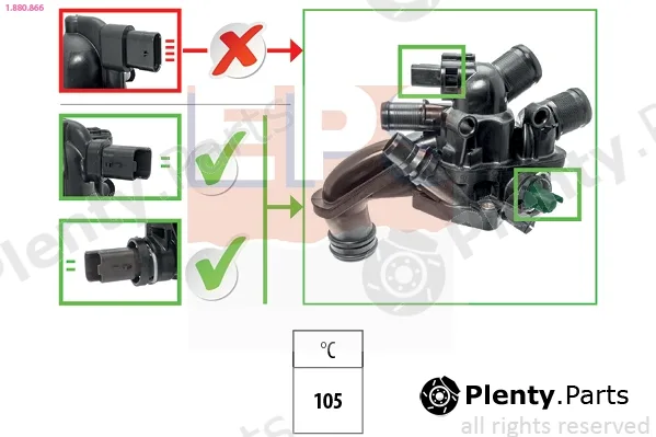 EPS 1.880.866 — Thermostat, coolant Made in Italy - OE Equivalent