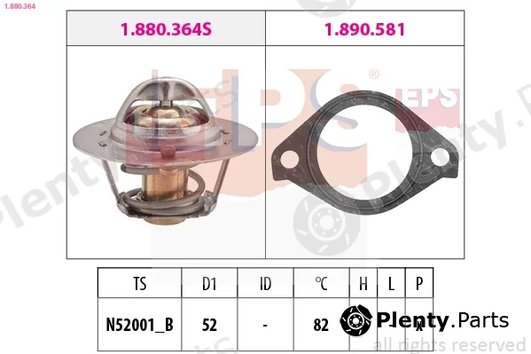 EPS 1.880.364 — Thermostat, coolant Made in Italy - OE Equivalent