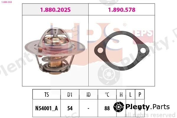 EPS 1.880.358 — Thermostat, coolant Made in Italy - OE Equivalent