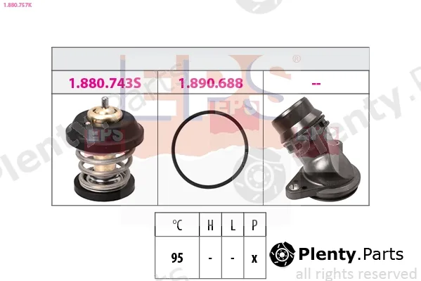 EPS 1.880.757K — Thermostat, coolant Made in Italy - OE Equivalent