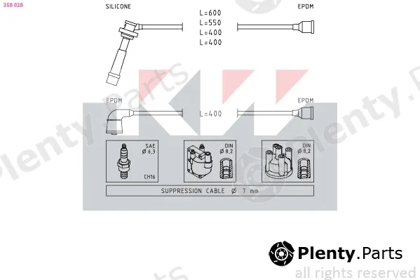 KW 358028 — Ignition Cable Kit Made in Italy - OE Equivalent