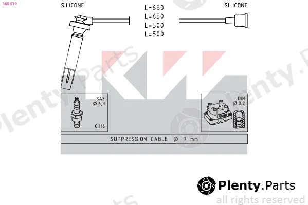 KW 360819 — Ignition Cable Kit Made in Italy - OE Equivalent