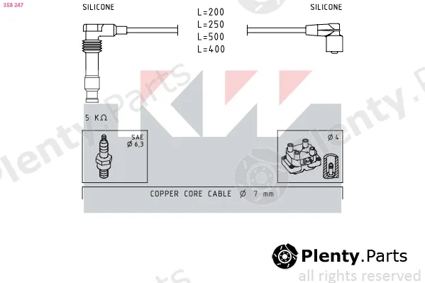 KW 358247 — Ignition Cable Kit Made in Italy - OE Equivalent